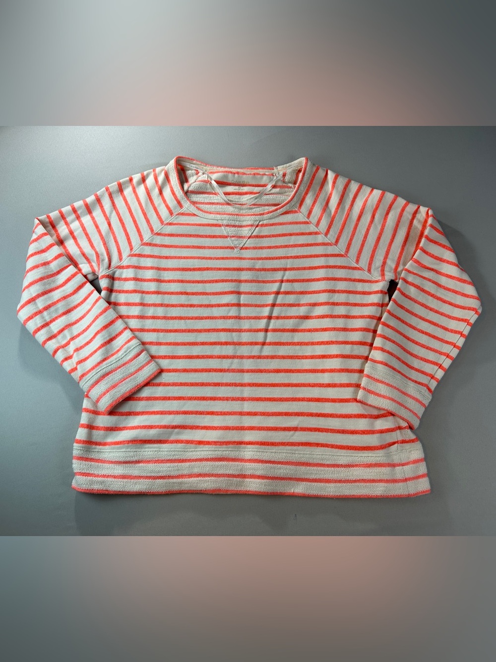 Calvin Klein Performance Cream Orange Striped Crewneck Shirt Medium